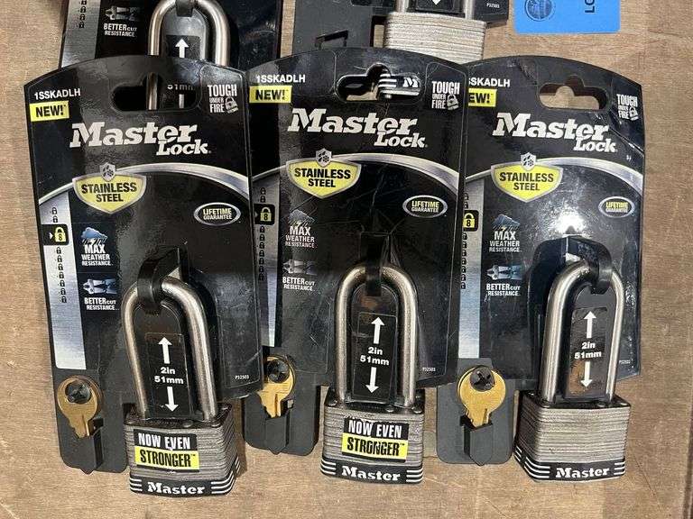 (5) New Master Lock Stainless Steel Pad Lock