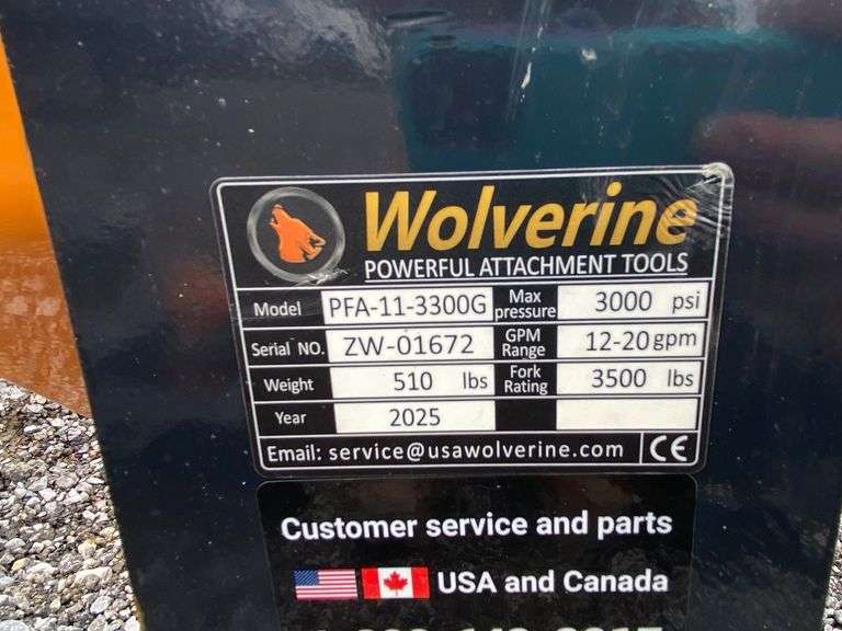 2025 Wolverine Unused PFA-11-3300G Skidsteer Hydraulic Adjustable Pallet Forks