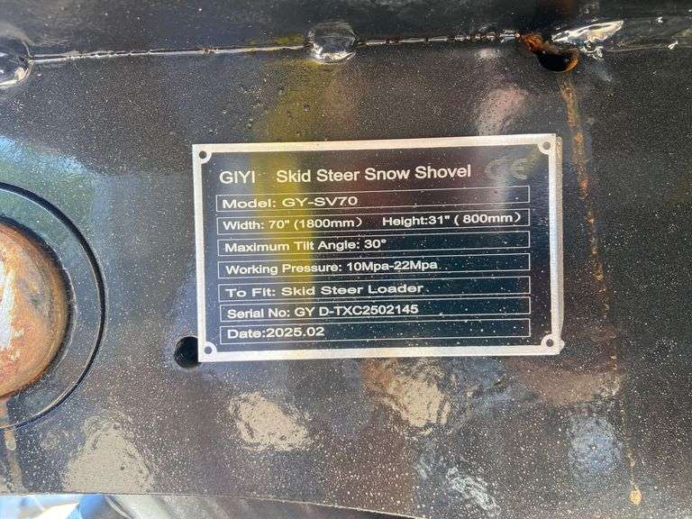2025 GIYI Unused GY-SV70 Skid Steer Snow Shovel ,