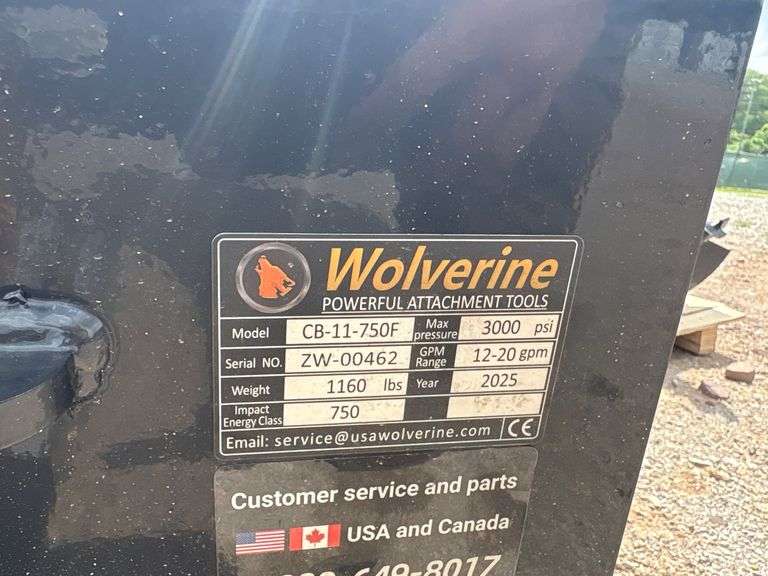 2025 Wolverine Unused CB-11-750F Skidsteer Hydraulic Breaker