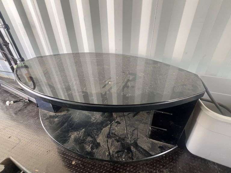 Oval Glass Top TV Stand