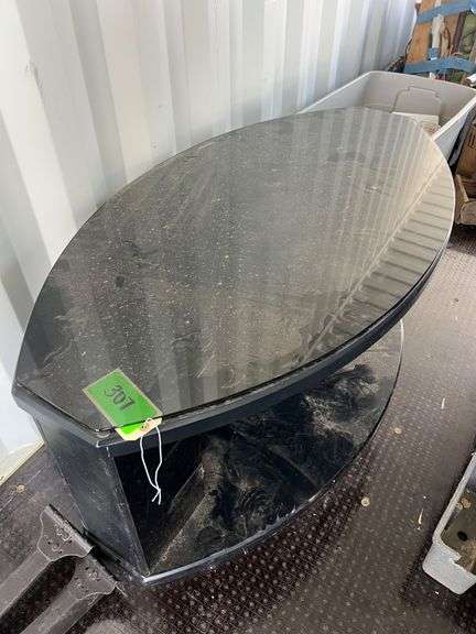 Oval Glass Top TV Stand