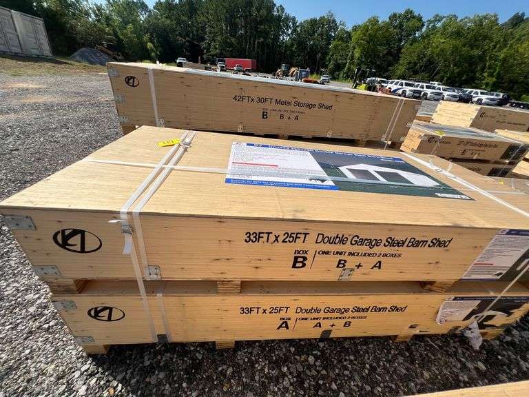 KJ Unused K3325 33ftx25ft Double Garage Steel Barn Shed
