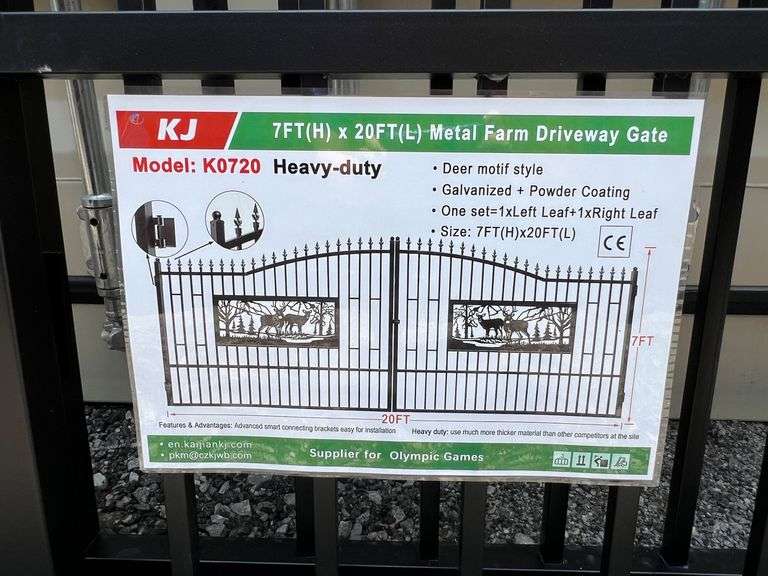 2025 KJ Unused K0720 Metal Farm Driveway Gates