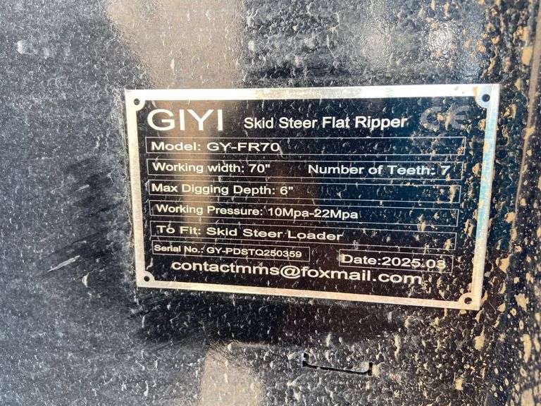 2025 GIYI Unused GY-FR70 Skidsteer Flat Ripper