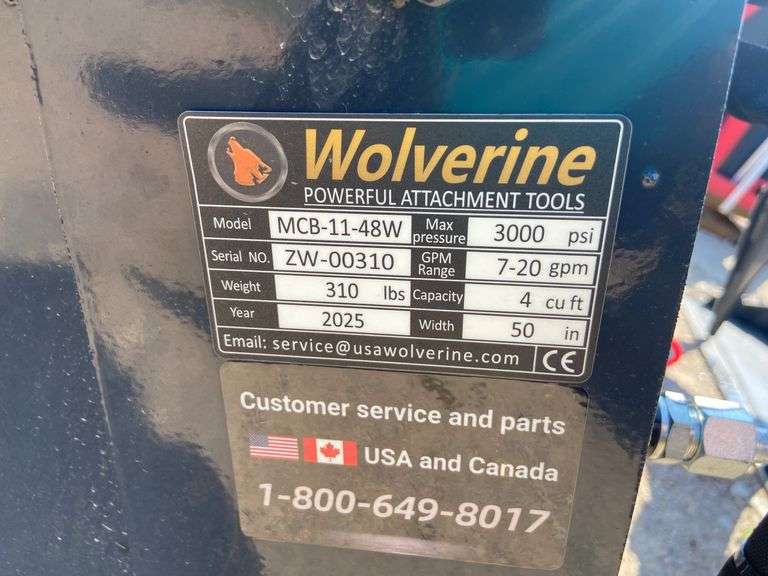 2025 Wolverine Unused MCB-11-48W Mini Skid Steer Combination Bucket