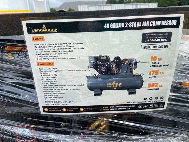 2025 Landhonor Unused LHR-GAC40Y 40 Gallon 2-Stage Air Compressor
