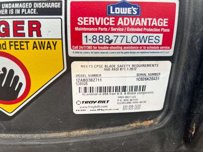 Troy Bilt TB360 Self Propelled RWD 4 Cycle Gas Lawnmower