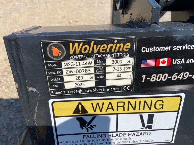 2025 Wolverine Unused MSG-11-44W Mini Skid Steer Stump Grapple