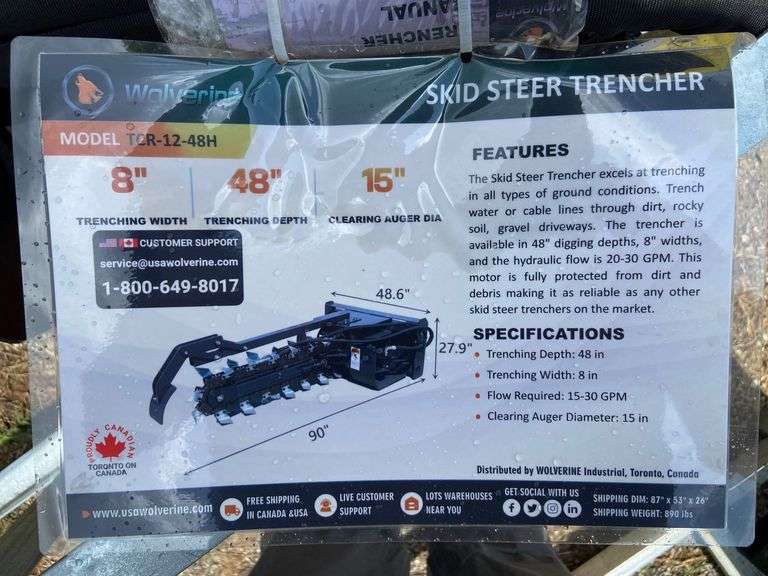 2025 Wolverine Unused TCR-12-48H Skid Steer Trencher