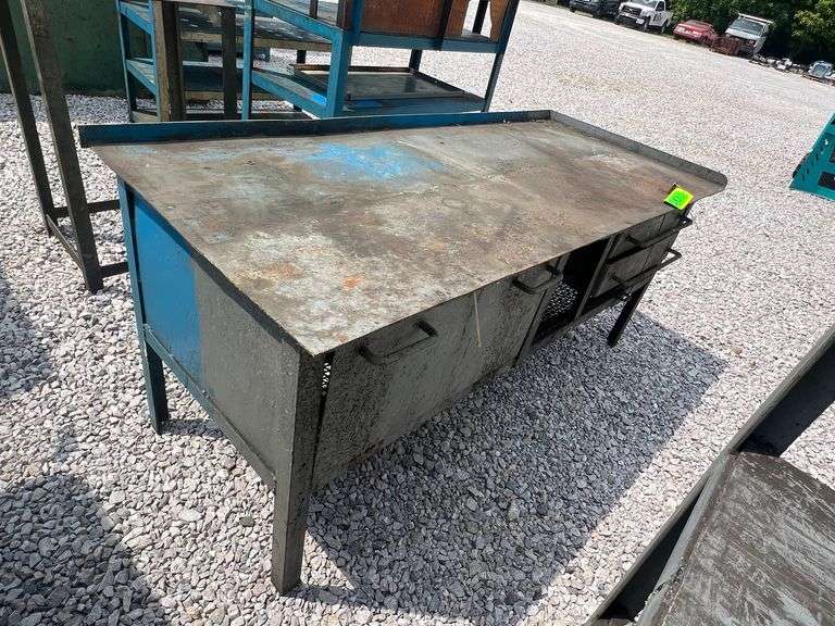 Steel Work Desk - 74.5in L x 33in W x 34in H