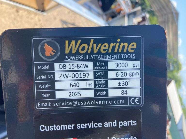 2025 Wolverine Unused DB-15-84W Skidsteer  Dozer Blade