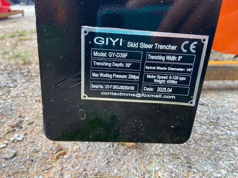 2025 GIYI Unused GY-D39F Skid Steer Trencher
