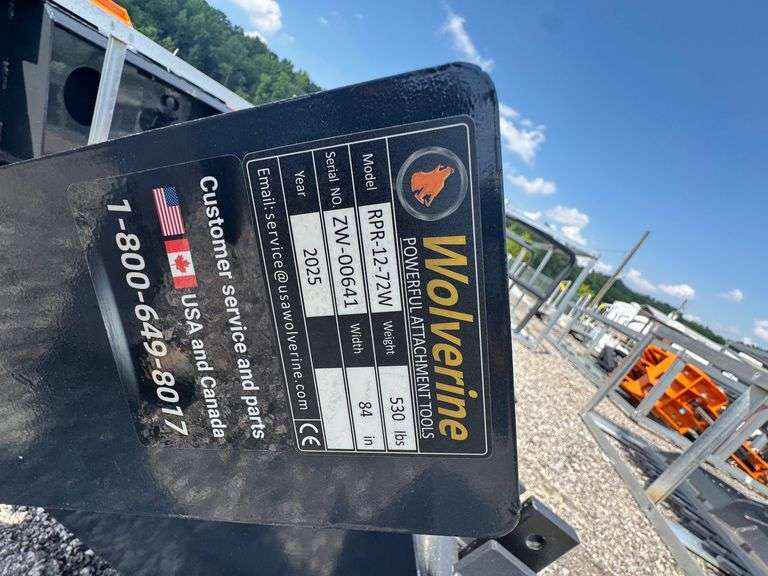 2025 Wolverine Unused RPR-12-72W Skid Steer Ripper