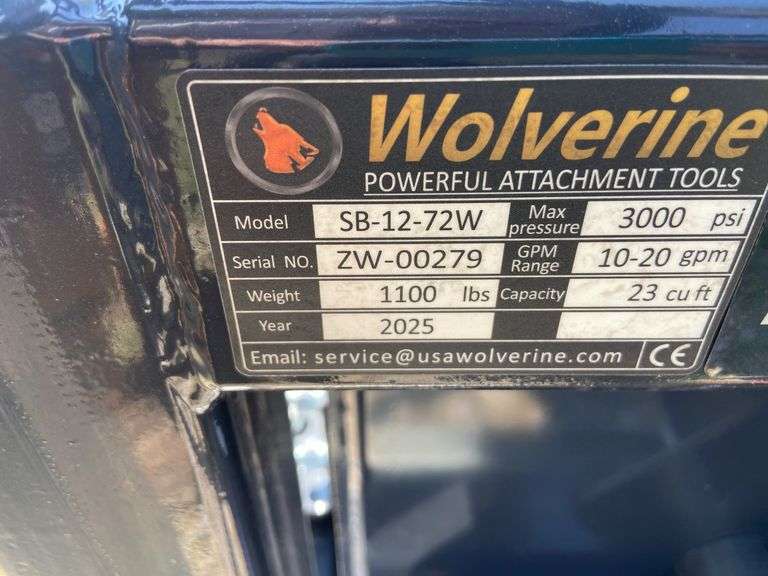 2025 Wolverine Unused SB-12-72W 72in Skidsteer Vibrating Screening Bucket