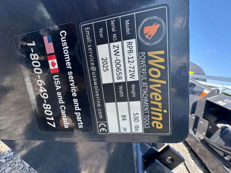 2025 Wolverine Unused RPR-12-72W Skid Steer Ripper