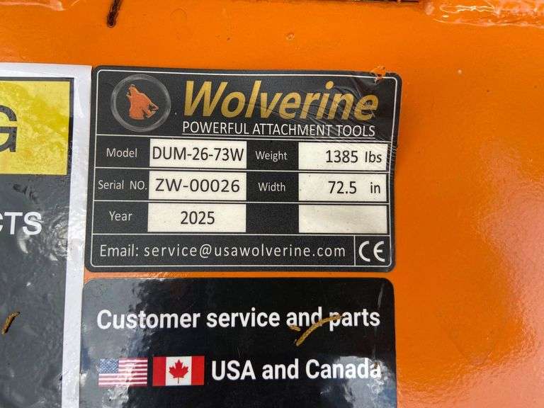 2025 Wolverine Unused DUM-26-73W Drum Mulcher