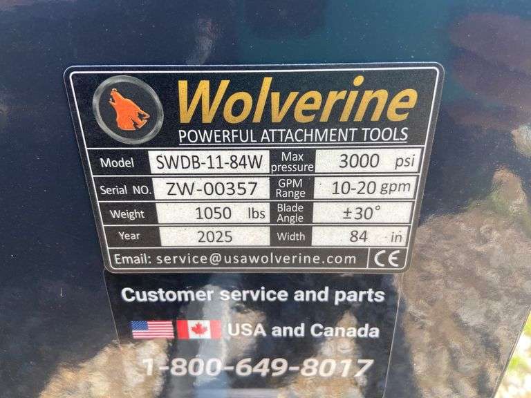 2025 Wolverine Unused SWDB-11-84W Skidsteer 6-Way Dozer Blade