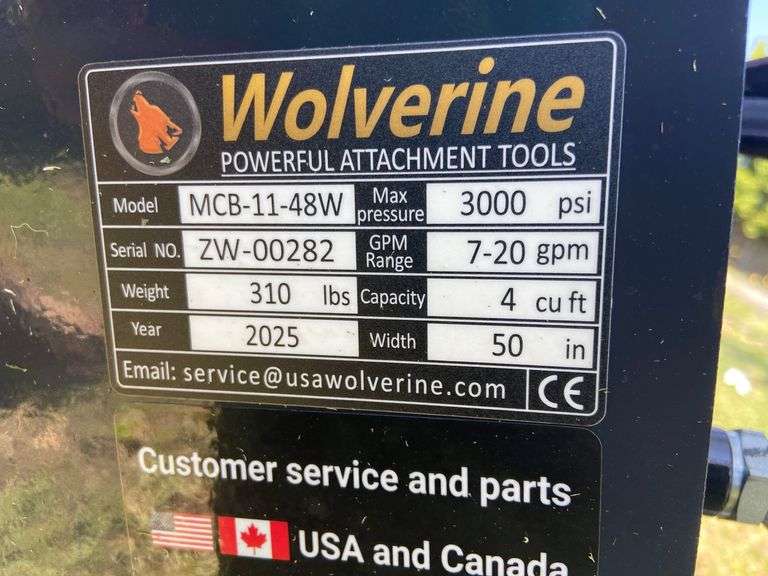 2025 Wolverine Unused MCB-11-48W Mini Skid Steer Combination Bucket