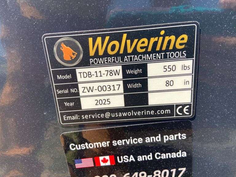 2025 Wolverine Unused TDB-11-78W Skidsteer Track Duty Bucket