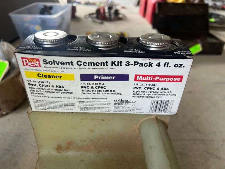 Lot - Suds Tank, Solvent Cement Kit, Etc