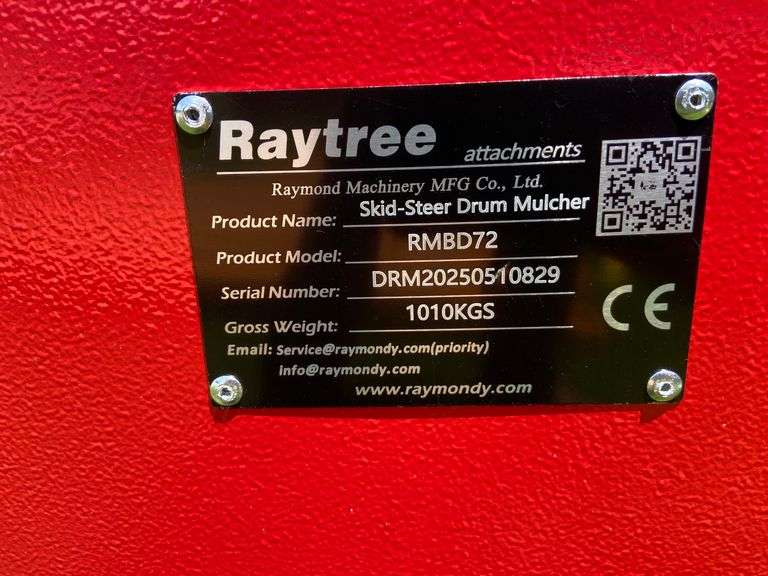 2025 Raytree Unused RMBD72 72" Skid Steer Drum Mulcher