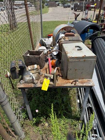 Steel Work Table with Contents - includes Table Vise and Grinder