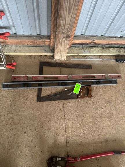 Lot - Woodworking Tools - Levels, Hand Saw, Etc