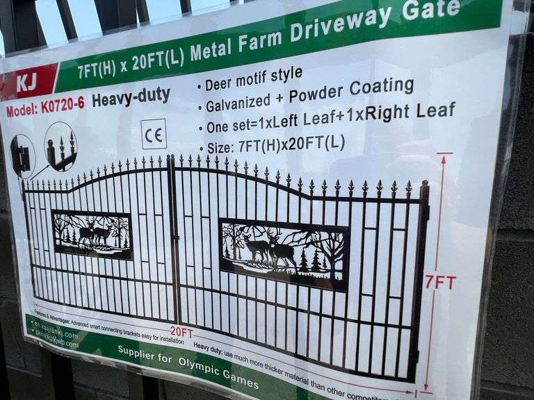 2025 KJ Unused K0720-6 Metal Farm Driveway Gates