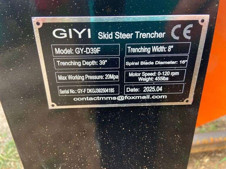 2025 GIYI Unused GY-D39F Skid Steer Trencher