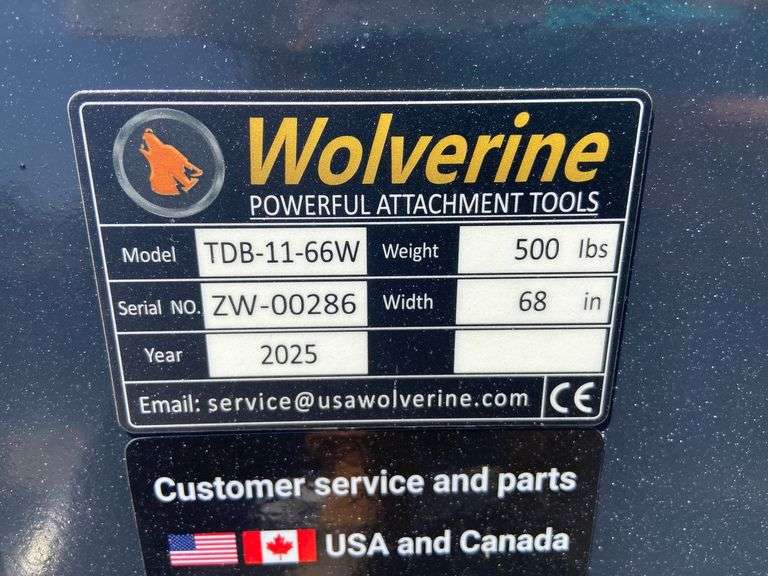 2025 Wolverine Unused TDB-11-66W Skidsteer Track Duty Bucket,
