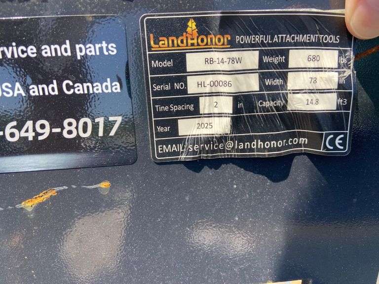 2025 Wolverine Unused RB-14-78W 78" Skid Steer Rock Bucket