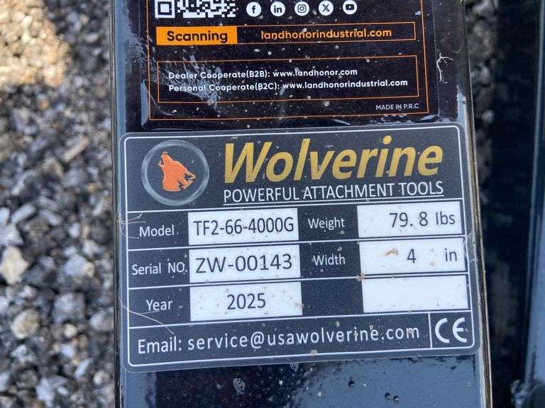 2025 Wolverine Unused TF2-66-4000G Adjustable Clip-on Pallet Fork