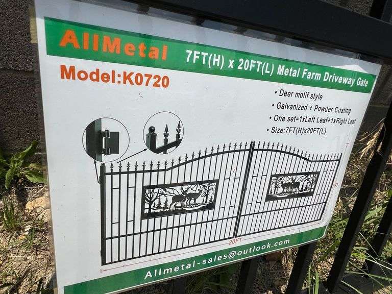 2025 AllMetal Unused K0720 Metal Farm Driveway Gates