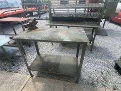 Steel Work Table with Vise - 48in x 24in x 43.5in