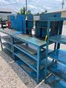 (2) Steel Workbenches and (1) Steel Shelf