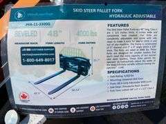 2025 Wolverine Unused PFA-11-3300G  Skid Steer Pallet Fork Hydraulic Adjustable