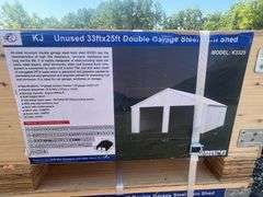KJ Unused K3325 33ftx25ft Double Garage Steel Barn Shed