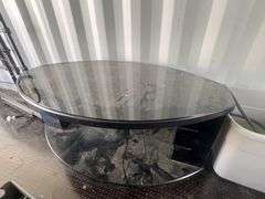 Oval Glass Top TV Stand