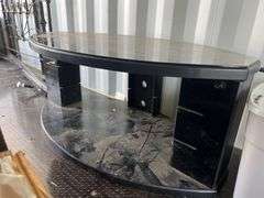 Oval Glass Top TV Stand