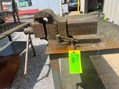 Steel Work Table with Vise - 48in x 24in x 43.5in