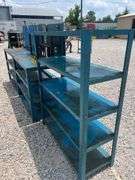(2) Steel Workbenches and (1) Steel Shelf