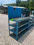(2) Steel Workbenches and (1) Steel Shelf