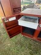 Jobox 43in W x 27in D Heavy Duty 2-Drawer, 2-Shelf Steel Rolling Workbench Cabinet with 4in Casters, Model 675990