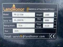 2025 Landhonor Unused PR-12-72W Skidsteer 72in Power Rake