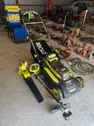 Ryobi Self Propelled 20in Mower, Blower and Weedeater with Battery and Changer