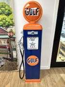 Gulf reproduction gas pump with glass globe