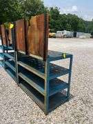 (2) Steel Workbenches and (1) Steel Shelf
