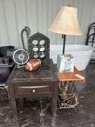 Lot -  Furniture - (2) Side Tables, Assorted Decor