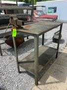 Steel Work Table with Vise - 48in x 24in x 43.5in